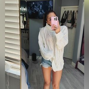 Nasty Gal Oversized White Chunky Knit Sweater